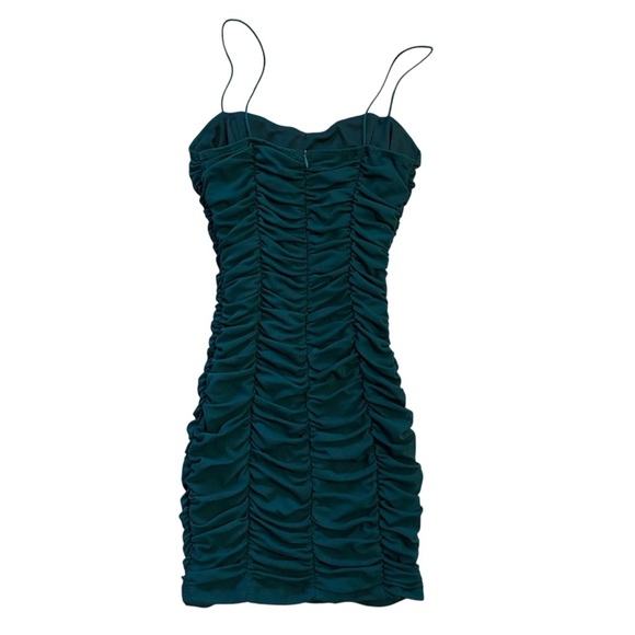 THATSSOFETCH Ballina Mesh Ruched Mini Dress Bodycon Y2K Emerald Green AU 8 US 4 - Picture 6 of 14